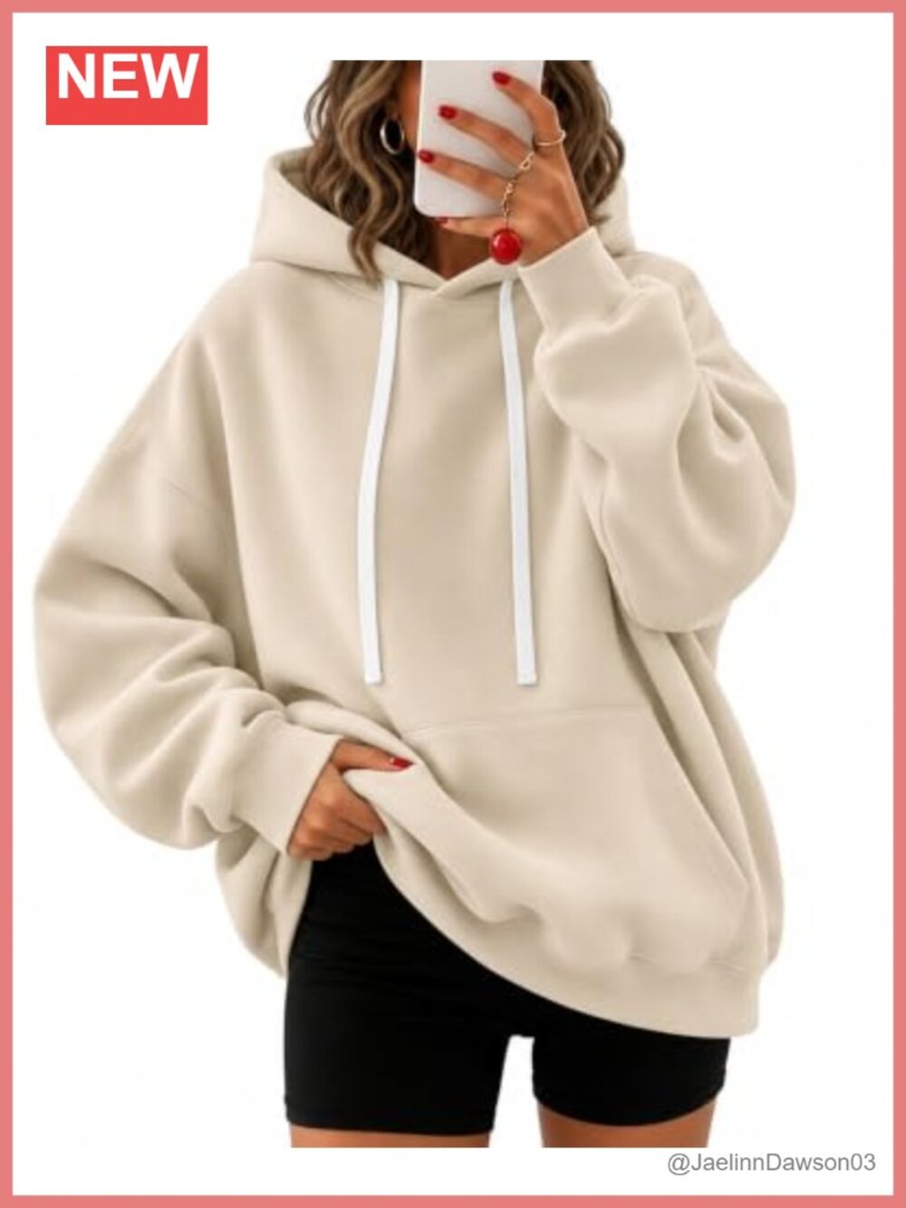 Oversized Fleece Hooded Sweatshirt Comfy Pullover Casual